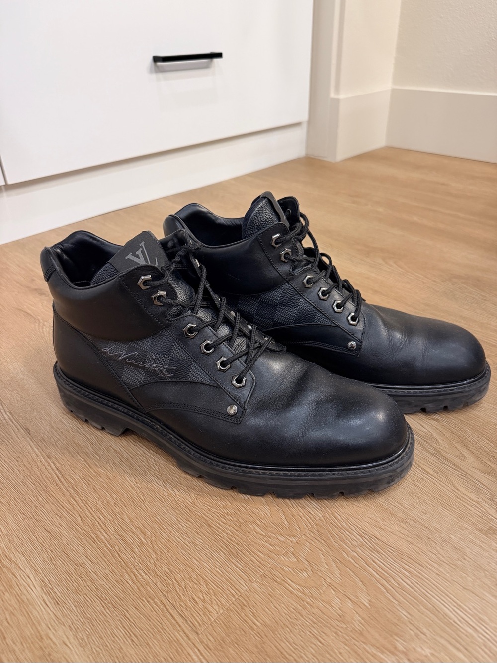 Louis Vuitton Black Men's Lace-Up Leather Boots